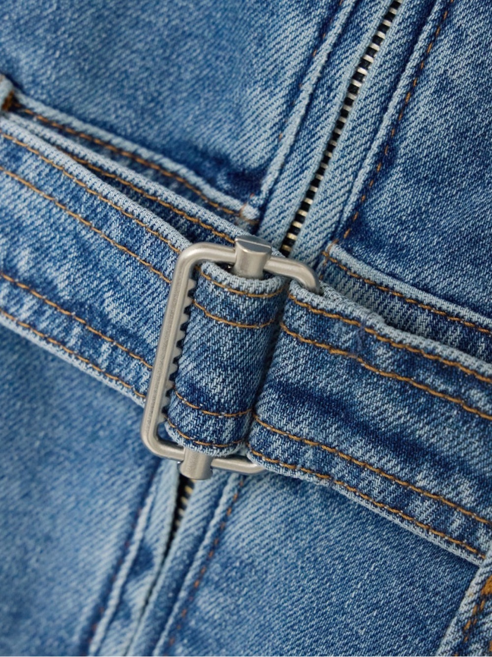 Denim Zip-Front Women’s Jeans Overall Dress in Blue. - Picture 5 of 7